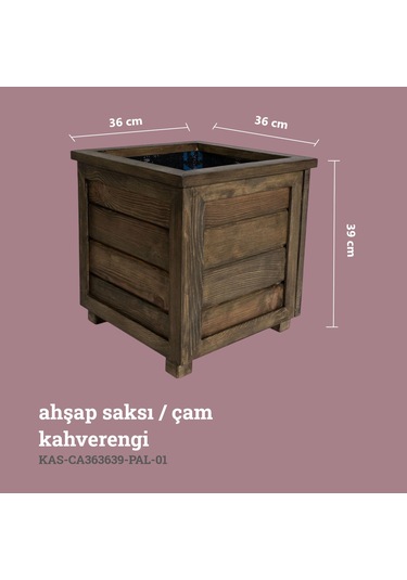 Kaf Ahşap Dekoratif Ahşap Saksı / Kahverengi