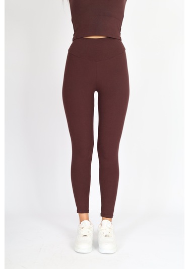 Soft&Basic Kadın Slım Fit Esnek Kahverengi Tayt Kahverengi