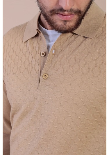 Ferraro Polo Yaka Superfine Yün Kazak - Camel Camel