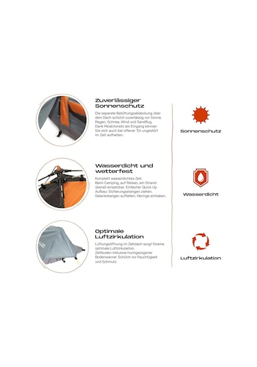 Where Tomorrow Rechteck Otomatik Çadır Gri