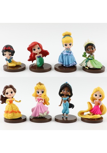 Monyee Pratik Ve Dayanıklı Plastik Prenses Figürleri - 8 Farklı Oturmuş Kraliçe Desenli Pasta Dekorasyonu Toplu Satış