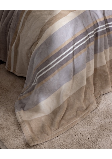 Mozel Çift Kişilik Welsoft Baskılı Battaniye - Bej/gri 8684427292341 Çok Renkli