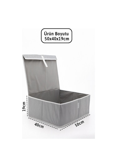 Kapaklı Baza 3'lü Hurç 50x40x19 - Gri Gri