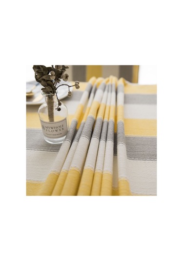 Dikdörtgen Çizgili Sehpa Yuvarlak Masa Yemek Masası İçin Örtü Bezi Havlu, Boyut: 135x200cm Gri Çizgili Gri