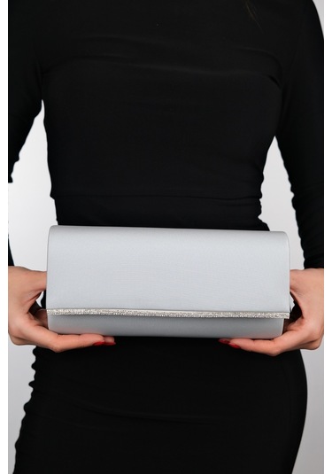 Luvishoes Marıa Gümüş Saten Taşlı Kadın Abiye Çanta Çok Renkli