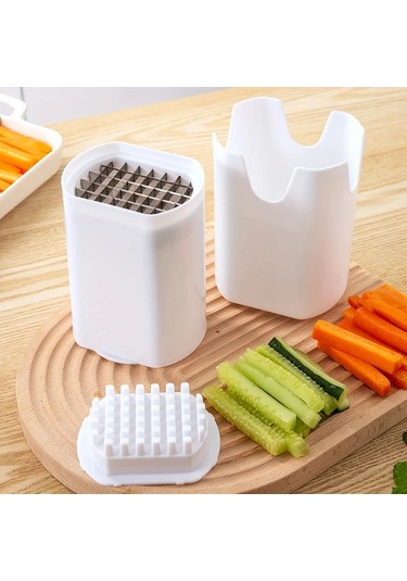 Meridiangoods Beyaz Patates Kesici Kaymaz Tabanlı Çok Amaçlı Sebze Dilimleyici Ev Kullanımı Beyaz