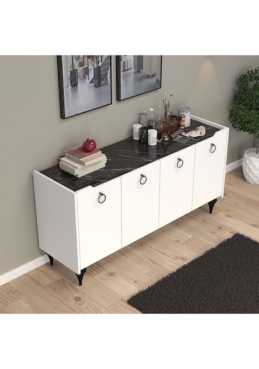 Umg Mobilya Titanyum Modern Konsol, Çok Amaçlı Dolap, Dresuar, Mutfak Dolabı, Kiler Dolabı, Tv Ünitesi Mermer Desen