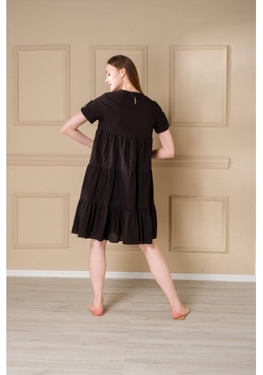 Pastelastore Kadın Yazlık Pamuk Kısa Elbise 1108 Siyah