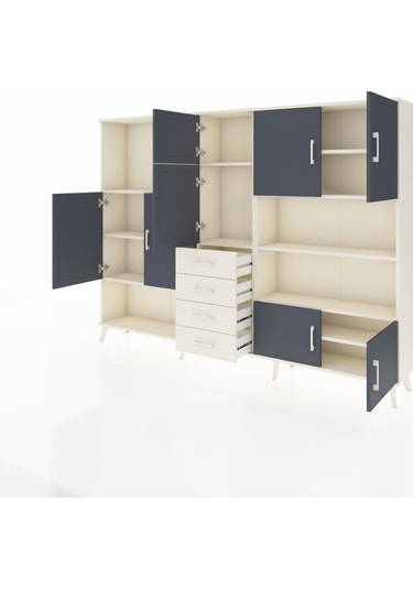 Arges Dolap 9 Raflı 4 Çekmeceli 8 Kapaklı 220x30x163 Aytaşı-antra Aytaşı-antrasit/aytaşı