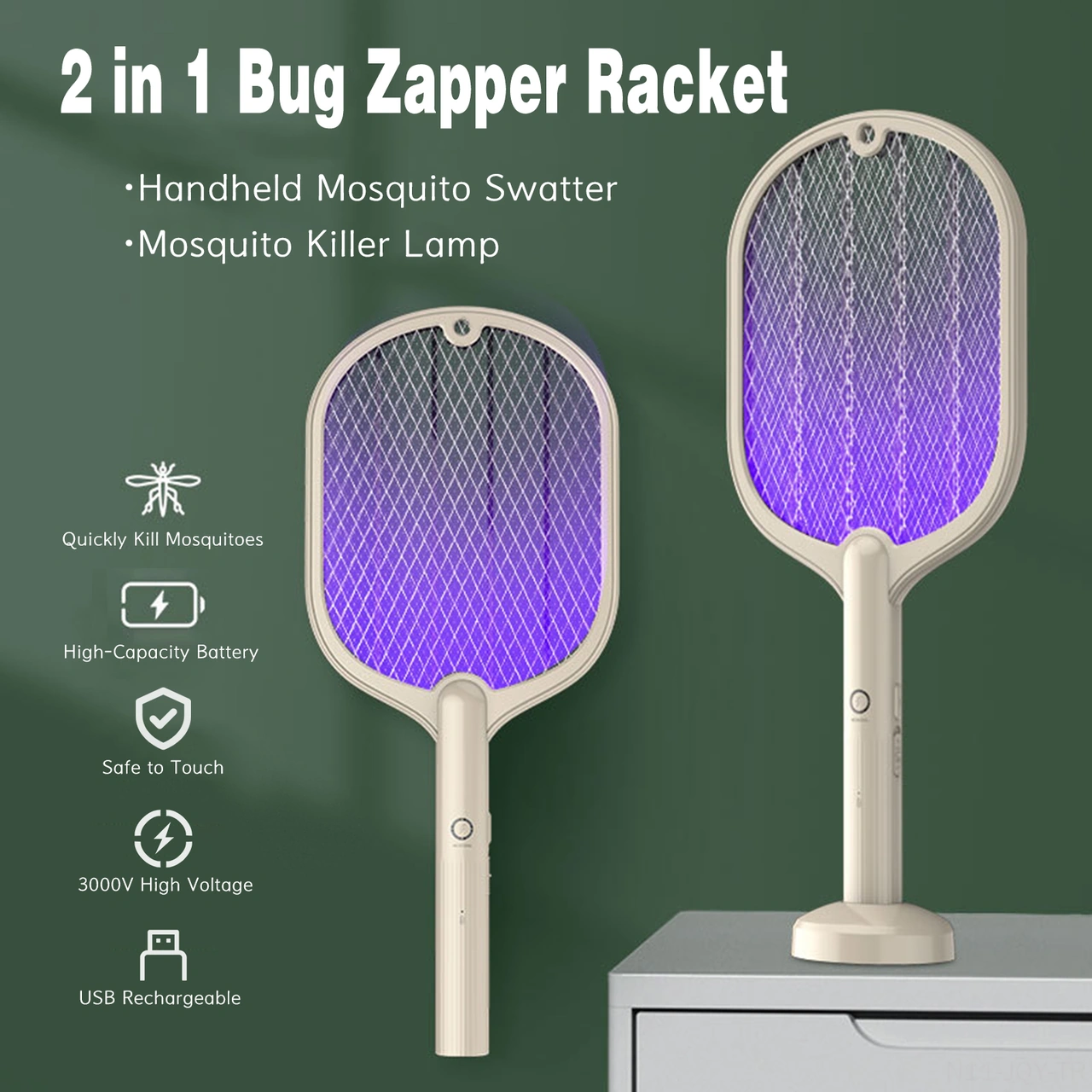 Youmex 3000v Elektrikli Sinir+medyan Işığı İkili Fonksiyon, Usb Şarjlı, Duvar Montajlı, Akşam Böceklerini Yok Eden Aleti Bej