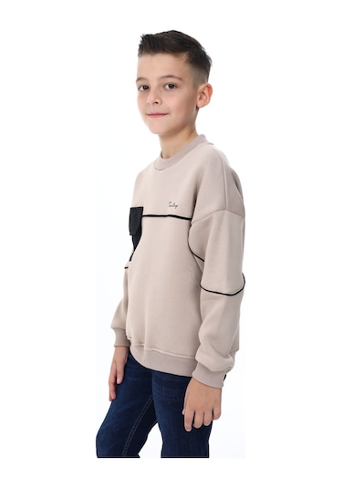 Toontoy Erkek Çocuk Baskılı Sweatshirt Bej