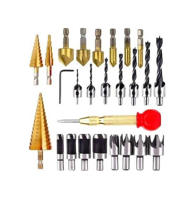 Tongxida 26 Adet Ağaç İşleme Pah Delme Aracı Havşa Matkap Uçları Profesyonel İşçiler İçin