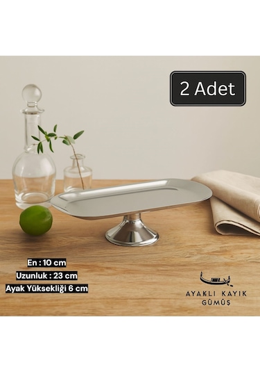 10x23 Cm Ayaklı Kayık Gold Sunumluk,çerezlik,kahvaltı Tabağı,sunum Tabağı,kozmetik,takı Tabağı Gümüş