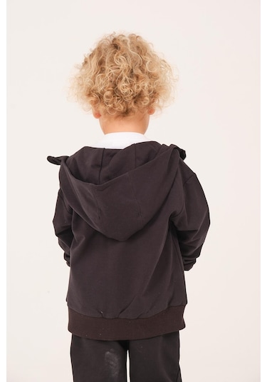 Zeyland Unisex Çocuk Basic Kapüşonlu Ceket - Siyah Siyah