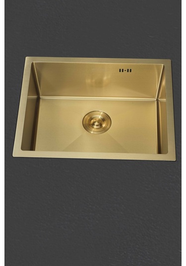 Dysnox Luna Serisi %100 Krom 60 x 45 CM Paslanmaz Mutfak Eviye Sifon Dahil Altın