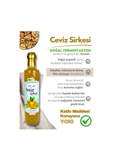 Ceviz Sirkesi 500 Ml - 6'lı Paket Organik Doğal Fermantasyon