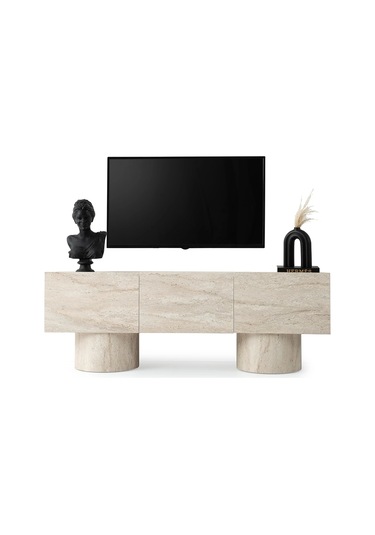 Tv Sehpası 3 Kapaklı Sidon 180cm Kurulu Gönderilir Bej