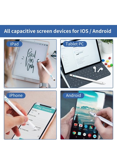 Singree Aktif Kapasitif Stylus İos Android Uyumlu Telefon Tablet Boyama Dokunmatik Bez Uçlu Beyaz Bakır Kapak