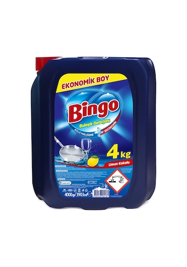 Bingo Bulaşık Sıvısı 4 Litre Limon Kokulu Elde Yıkama X 4 Adet