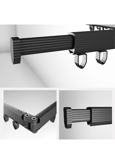 Ganzhoushop Yerden Tasarruf Sağlayan Duvara Monte Çamaşır Kurutma Rafı Katlanır Alüminyum 360 Derece Döndürülebilir Ev Bakımısiyah Çok Renkli