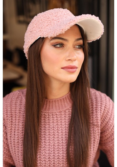Kadın Kıvırcık Peluş Kep Şapka Rkş-07 Pudra Pudra