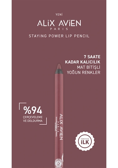 Alix Avien Suya Dayanıklı Uzun Süre Kalıcı Yumuşak Dudak Kalemi Staying Power Lip Pencil 60 Maroon
