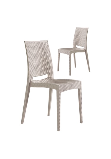2 Adet Rattan Cappucino Sandalye / Balkon-Bahçe-Teras Bej