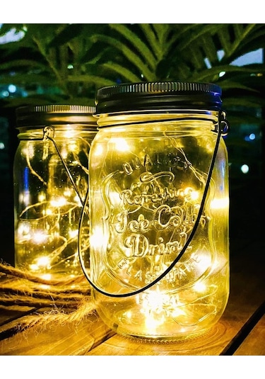 Besthome1 Güneş Enerjili Dekoratif Mason Kavanoz Lambası - 2'li Set, Ip65 Su Geçirmez, 50.000 Saat Ömür