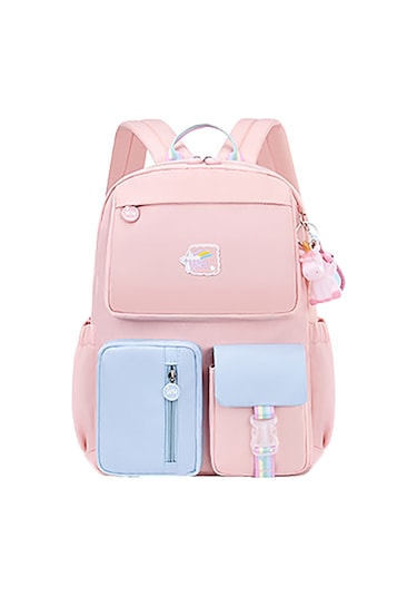 Xindoker 1-6.sınıf Öğrenci Çanta Su Geçirmez Hafif Bel Ağrısı Azaltıcı Omuz Çantası 318 Pembe-mavi Büyük Boy + Ders Çantası Pembe