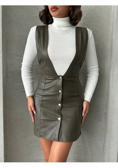 Deri Jile Elbise Haki W24796 Haki