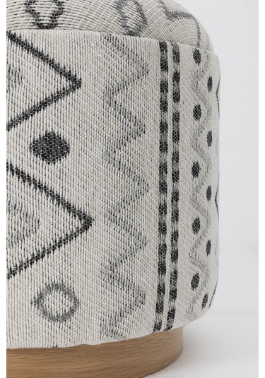 Bliss Gri Etnik Desenli Krem Puf 45 X H 42 Cm 4280 Gri