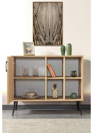 4108 Şile Metal Ayaklı Metal Kulplu 100 Cm Konsol - Tv Ünitesi - Yemek Odası - Kahve Köşesi Safir Safir