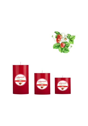 Small Çilek Kokulu Set Mum Çap 7 Cm Kırmızı