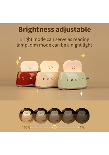 Wezone Şarj Edilebilir Tost Şeklinde Gece Lambası - 3000k Sıcak Sarı Işık, 1200mah Pil, 30/60 Dakika Zamanlayıcı