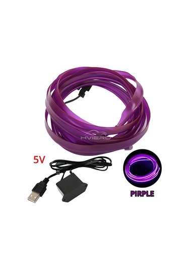 Sıcak Satış 1/2/3/5m Araba Iç Aydınlatma Led Kapı Şeritleri Dekorasyon Çelenk Teli Purple-usb 2m 1 Piece Set