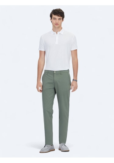 Haki Dokuma Slim Fit Casual Pantolon Haki