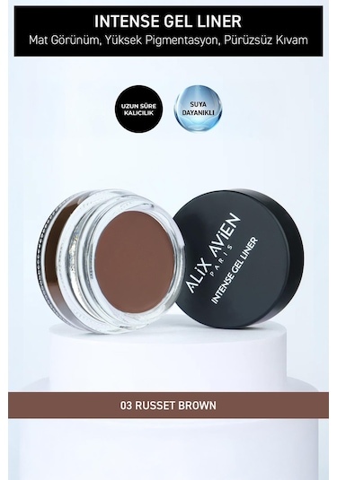 Alix Avien Yüksek Pigmentli Suya Dayanıklı Uzun Süre Kalıcı Mat Jel Eyeliner Intense Gel Liner 03 Russet Brown