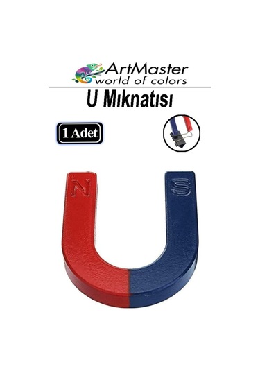 U Şekilli Mıknatıs 1 Adet Deney Malzemesi Kırmızı Mavi Boyalı Mıknatıs Okul Projeleri İçin U Şekilli At Nalı Mıknatıs