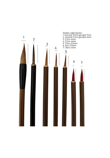 Çini Tahrir, Seramik Sırlama Fırça Seti, Seramik Boyama, Çini, Vazo, Resim, Brush-7 Adet