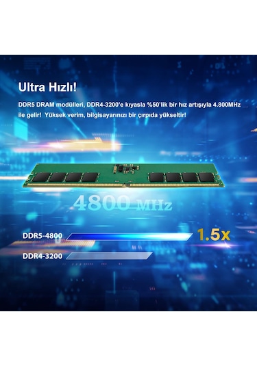 Transcend JM4800ALE-16G 16 GB DDR5 4800 MHz CL40 1.1V Masaüstü Ram