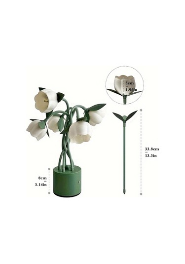 Besthome1 Yeşil Dıy Hortum Şekilli Orkide Masa Lambası Yatak Odası Okuma Aydınlatması Yeşil