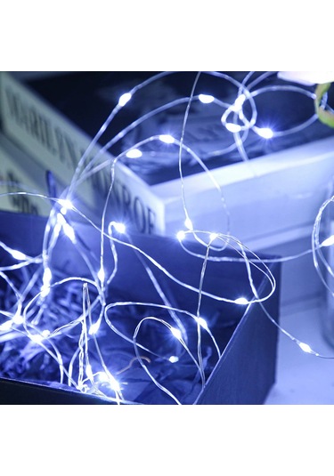 Yaozixa 10 Metre 100 Led Işık Şeridi - Yatak Odası Dekorasyonu İçin Pil Kutusu İle Sıcak Beyaz Renk Ilık Beyaz