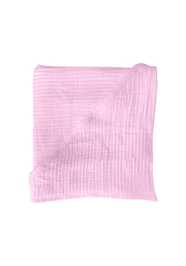 4 Katlı Müslin Kapşonlu Bebek Çocuk Banyo Havlusu Kundak Pembe