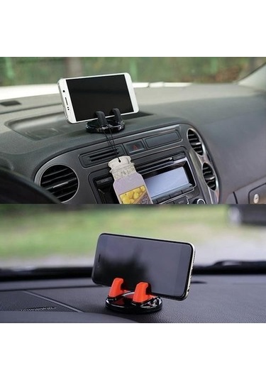 Joyhub Evrensel Yumuşak Silikon 360 Derece Rotasyon Kaymaz Araba Tutucu Telefon Standı Kırmızı Torpido Üstü Tzqe8r