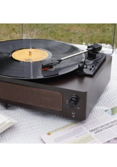 Fomix Fm-108 Koyu Kahverengi Hoparlörlü Bluetoothlu Pikap Plak Çalar Kahverengi