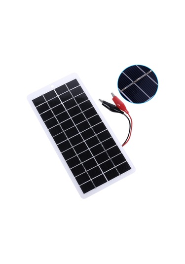 5w 12v Polikristal Güneş Paneli Lambası Su Pompası Klipsli Solar Şarj Cihazı Siyah