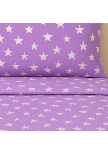 Çift Kişilik Desenli Nevresim + 2 Adet Kapaklı Yastık Kılıfı LILA