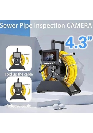 Profosyonel Ekranlı Kameralı 30 Metre Fiber Kablo Yılan Endoskop Kameralı Hafıza Kart Girişli Kuyu, Sondaj, Kanalizyasyon Kamerası 8 Mm 4.3 Inc