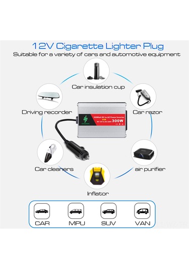 Wezone 12v Dc'den 220v Ac'ye Çeviren 150w Tepe 300w Araçlı Güneş Enerjisi İnvertörü, Akü Klembi Ve Usb Desteği