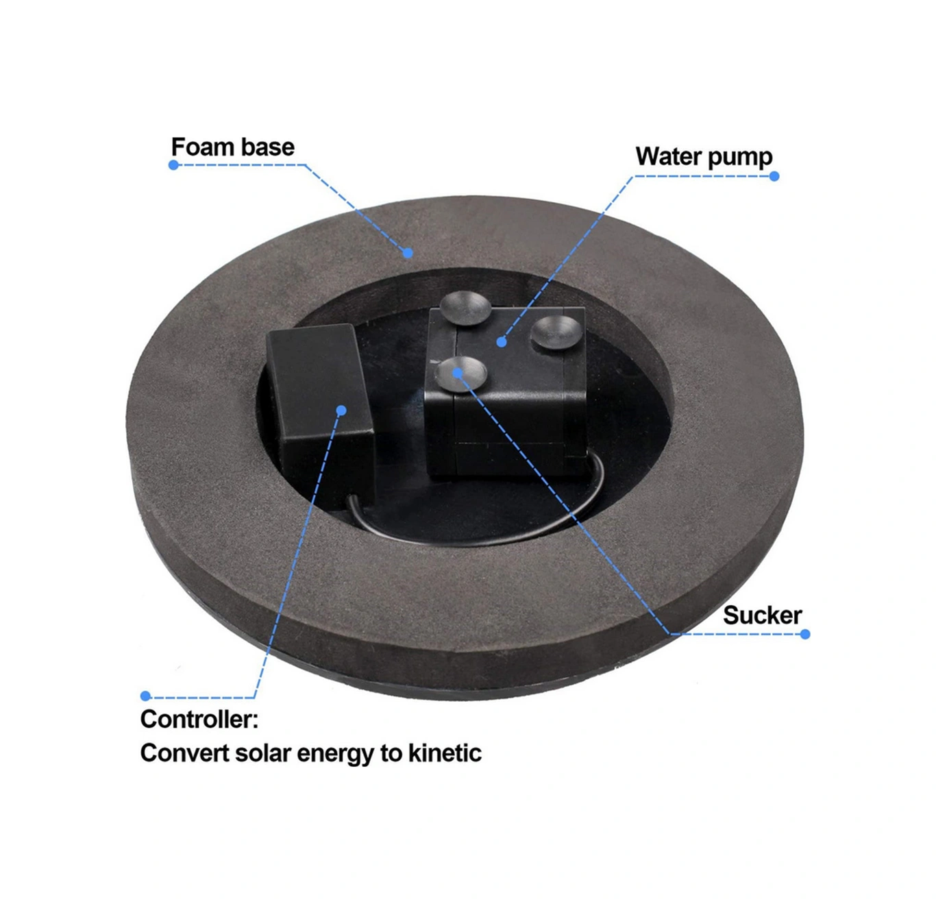 Dianziye Güneş Enerjili Dalgalı Kuş Banyosu Akışkan Fontanesi - Bahçe, Havuz, Teras İçin Verimli Su Pompa